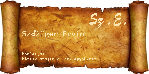 Száger Ervin névjegykártya
